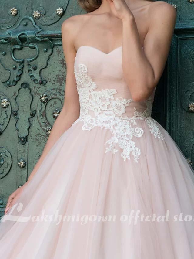 NumberSea A-Line Wedding Dresses V Neck Sweep / Brush Train