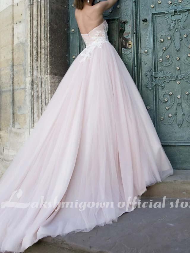 NumberSea A-Line Wedding Dresses V Neck Sweep / Brush Train