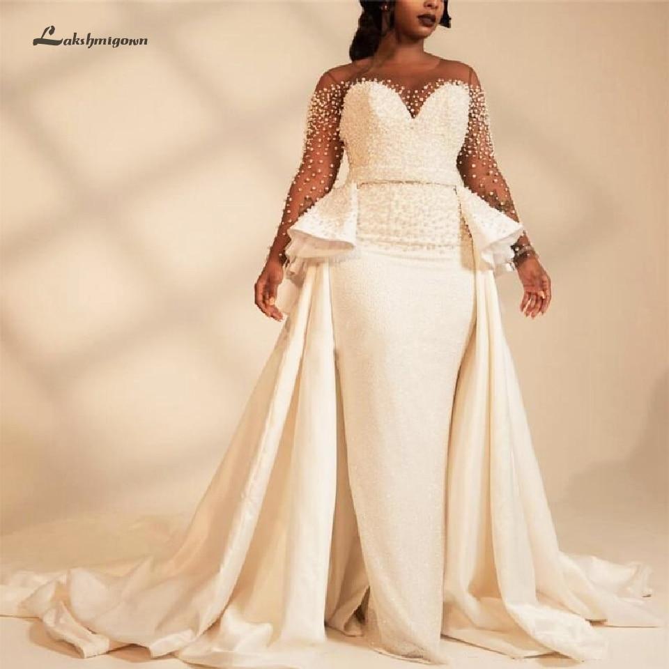 NumberSea African Mermaid Wedding Dress Long Sleeve