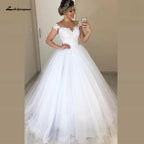 NumberSea African White Lace Garden Wedding Dresses Ball Gown Styles