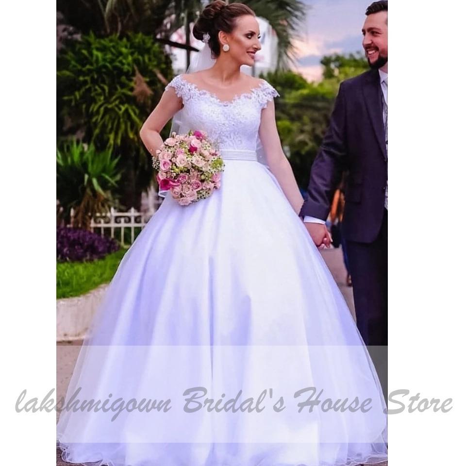 NumberSea African White Lace Garden Wedding Dresses Ball Gown Styles