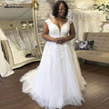 NumberSea African White Wedding Dress Plus Size Lace Appliques Bridal Dress