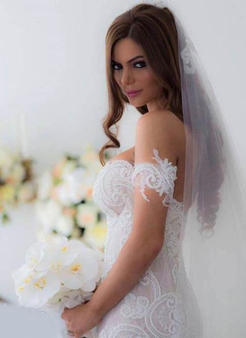 NumberSea Attractive Off Shoulder Lace Mermaid Long Wedding Dress with Appliques, MW118