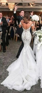 NumberSea Attractive Off Shoulder Lace Mermaid Long Wedding Dress with Appliques, MW118