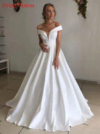 NumberSea Autumn vestidos novias boda Wedding Dresses Satin Bridal Gowns sheer robe hochzeitskleid bestidos para bodas sexy ivory