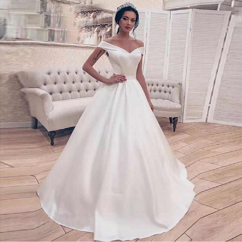 NumberSea Autumn vestidos novias boda Wedding Dresses Satin Bridal Gowns sheer robe hochzeitskleid bestidos para bodas sexy ivory