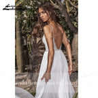 NumberSea Back Open V Neck Lace Chiffon Wedding Dresses