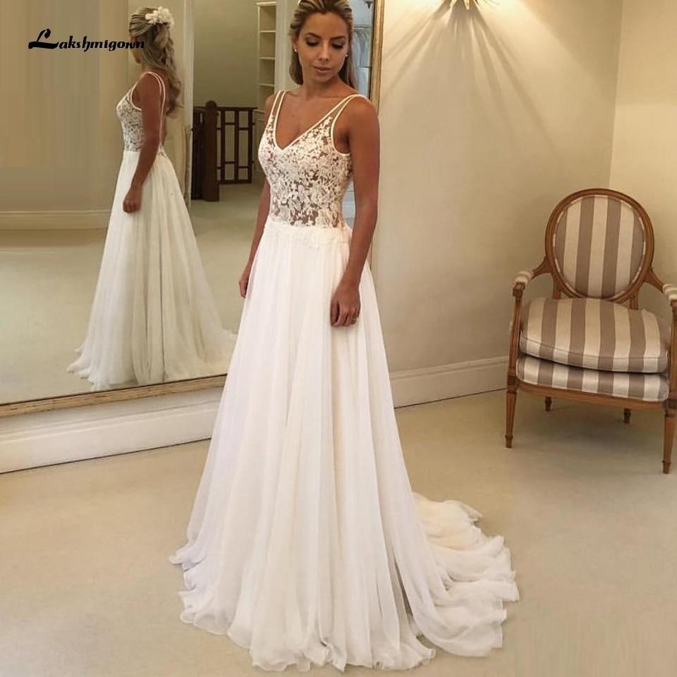 NumberSea Backless A Line Chiffon Wedding Dress Beach Summer