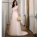 NumberSea Backless Boho A Line Blush Pink Wedding Dress