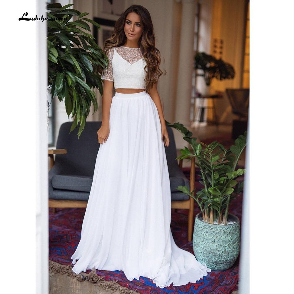 NumberSea Backless Tulle Short Sleeve Lace Bow Wedding Dresses