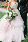 NumberSea Ball Gown Tulle Spaghetti Straps Open Back Wedding Dresses, Bridal Gown, MW580