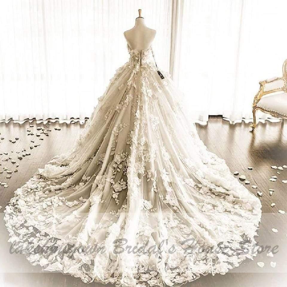 NumberSea Ball Gown Wedding Dress Women Off Shoulder Long Train