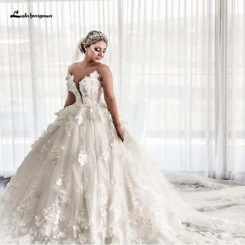 NumberSea Ball Gown Wedding Dress Women Off Shoulder Long Train