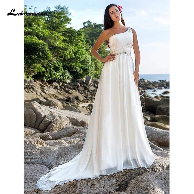 NumberSea Beach One Shoulder A-Line Wedding Dresses