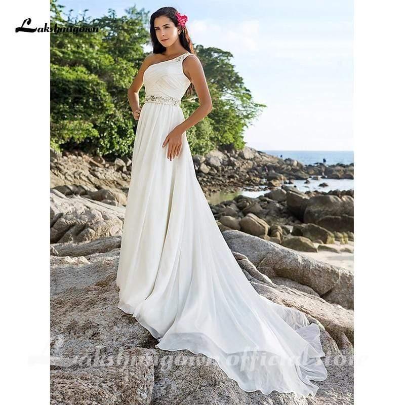 NumberSea Beach One Shoulder A-Line Wedding Dresses