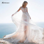 NumberSea Beach Short Wedding Dress 2 in 1 with Detachable Skirt Sexy Lace
