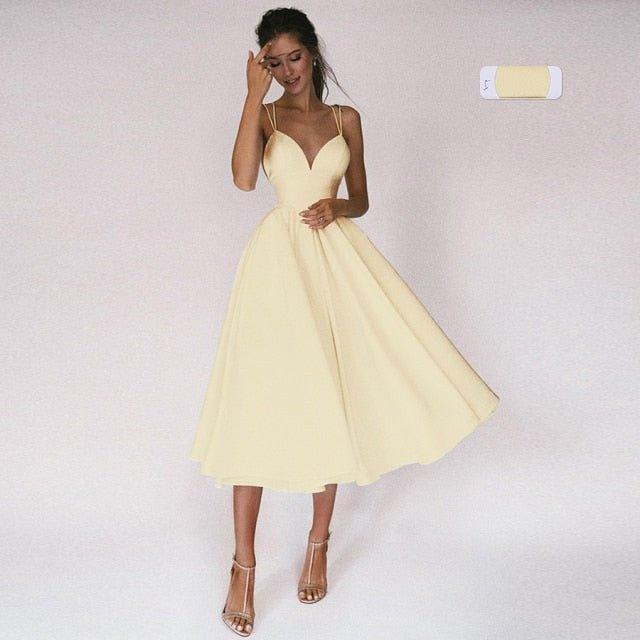 NumberSea Beach Short Wedding Dress Soft Satin Spaghetti Strap A Line Bridal Wedding gown trouwjurk Vestidos de Nova wedding party dress
