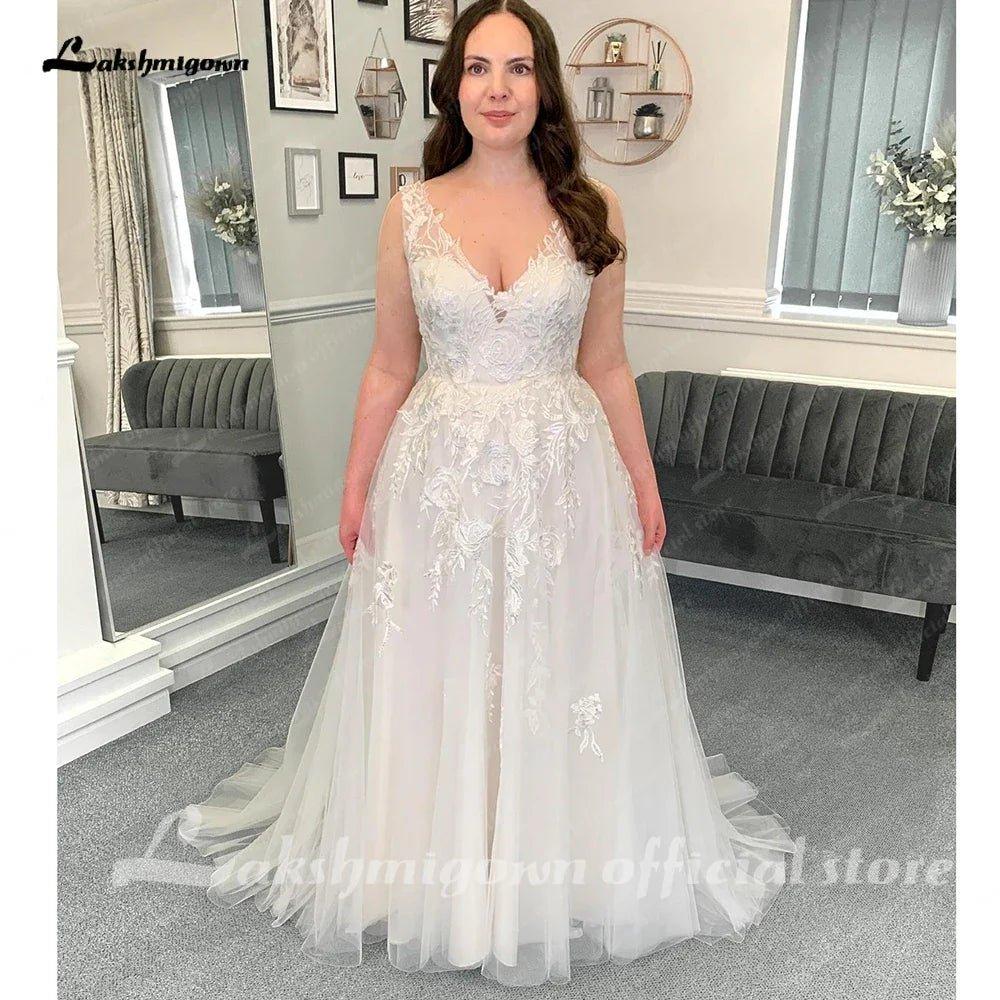 NumberSea Beach Wedding Dresses 2025 A-Line Sleeveless Lace With Appliques 2025 Spring & Summer Bridal Gown