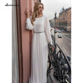 NumberSea Beach Wedding Dresses Full Sleeve Boho Bridal Gowns Chiffon