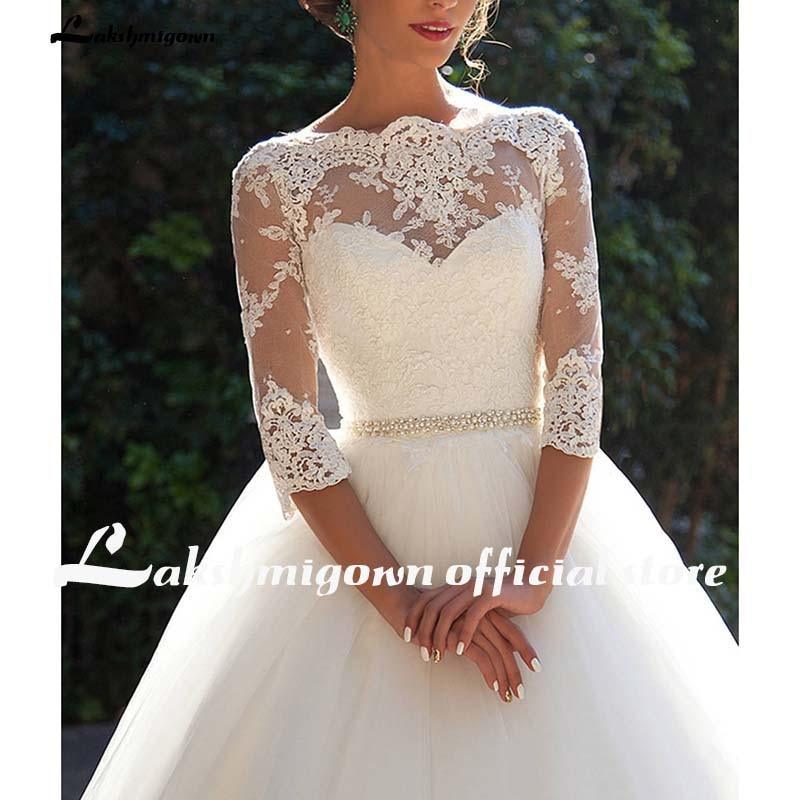 NumberSea Beach Wedding Dresses Lace Appliqued V Neck A Line