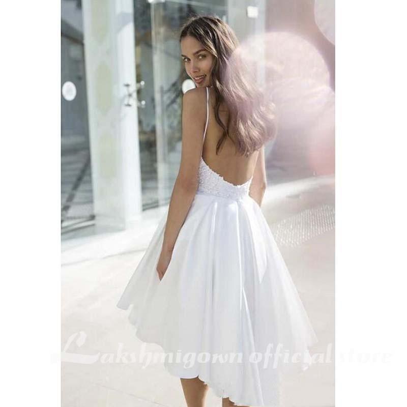 NumberSea Beach Wedding Dresses Sexy Spaghetti Straps Backless