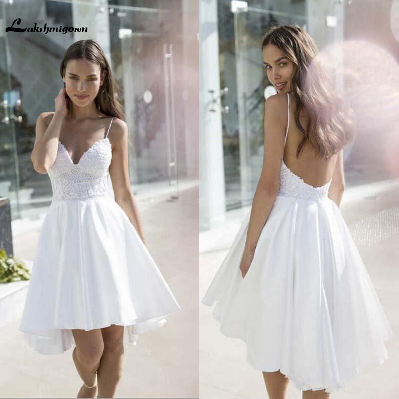 NumberSea Beach Wedding Dresses Sexy Spaghetti Straps Backless