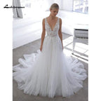 NumberSea Beach Wedding Dresses Soft Tulle Lace