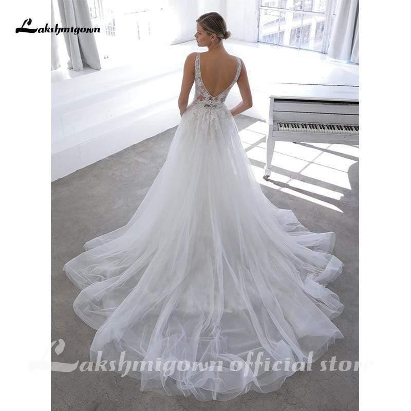 NumberSea Beach Wedding Dresses Soft Tulle Lace