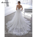 NumberSea Beach Wedding Dresses Soft Tulle Lace