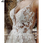 NumberSea Beach Wedding Dresses Tulle Long Lace Beach Bridal Gown