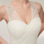 NumberSea Beach Wedding Dresses Vestido Noiva Simple White Tulle V-neck Bridal Gown robe de mariage vestido de noiva sereia