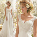 NumberSea Beach Wedding Dresses White/Lvory Chiffon Lace Appliques Bridal Gown Backless Vestido De Noiva