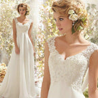 NumberSea Beach Wedding Dresses White/Lvory Chiffon Lace Appliques Bridal Gown Backless Vestido De Noiva