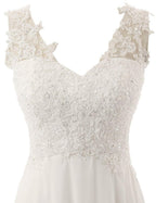 NumberSea Beach Wedding Dresses White/Lvory Chiffon Lace Appliques Bridal Gown Backless Vestido De Noiva