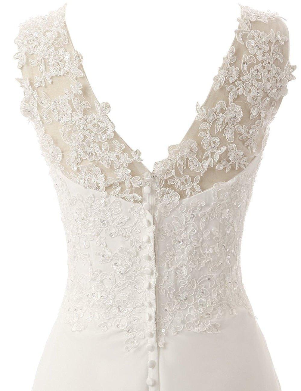 NumberSea Beach Wedding Dresses White/Lvory Chiffon Lace Appliques Bridal Gown Backless Vestido De Noiva