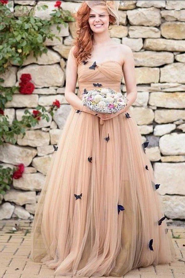 NumberSea Beautiful Butterfly Wedding Dresses Sweetheart Ruffles Bridal Gown,MW391