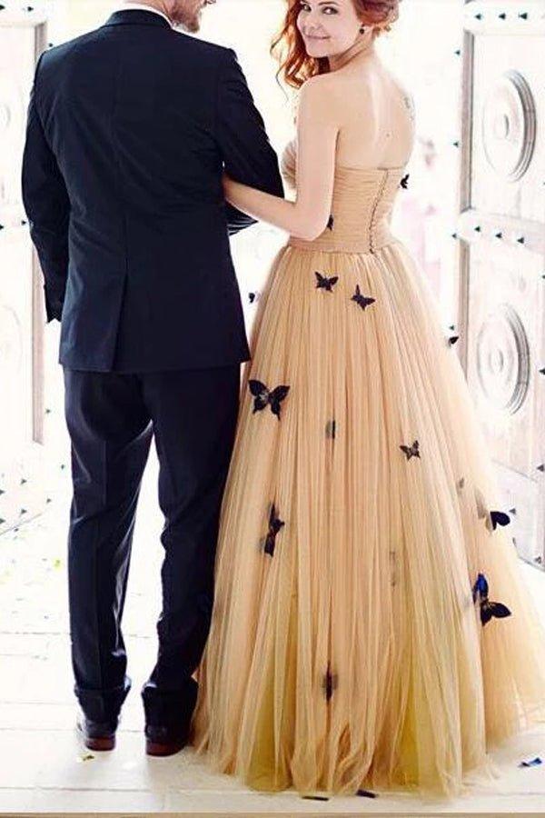 NumberSea Beautiful Butterfly Wedding Dresses Sweetheart Ruffles Bridal Gown,MW391