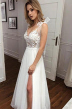 NumberSea Beautiful Lace A-line Spaghetti Straps Wedding Dresses, Bridal Gown, MW576