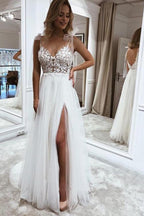 NumberSea Beautiful Lace A-line Spaghetti Straps Wedding Dresses, Bridal Gown, MW576