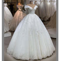 NumberSea Beautiful print wedding dresses lace-up back lace print V neck