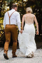 NumberSea Beautiful Tulle Mermaid V-neck Lace Wedding Dresses, Wedding Gown, MW941