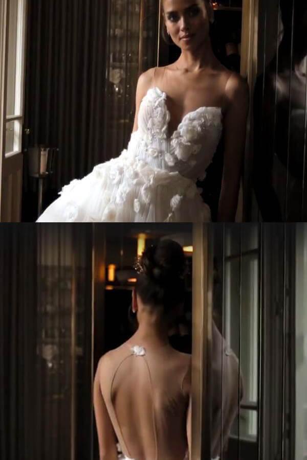 NumberSea Beautiful Wedding Dresses A-line Scoop Hand-Made Flower Beading Bridal Gown,MW449
