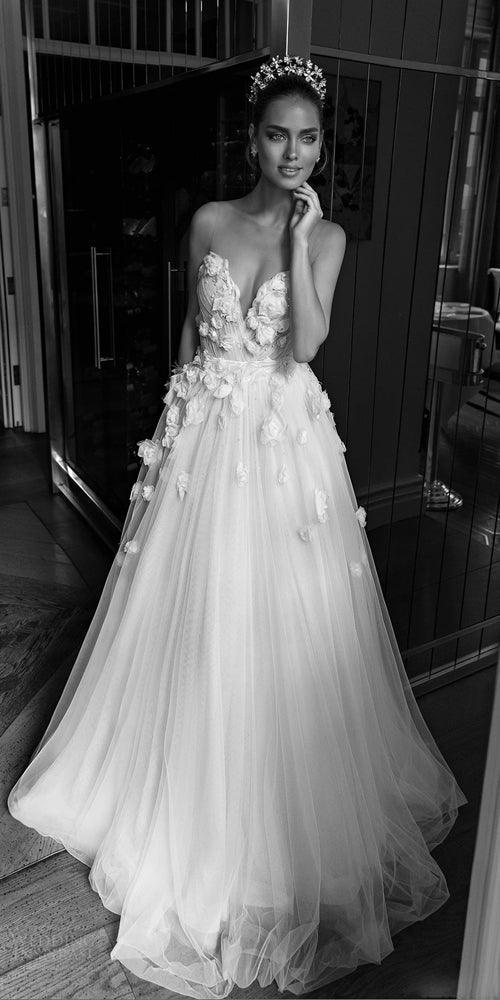 NumberSea Beautiful Wedding Dresses A-line Scoop Hand-Made Flower Beading Bridal Gown,MW449