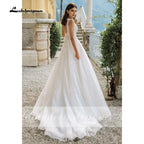 NumberSea Behemia Boho Wedding Dresses V-Neck A-Line Vestido De Novia Vintage Lace Bridal Gowns Sweep Train White Long Robe De Mariée