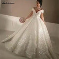 NumberSea Bling Ball Gown Wedding Dresses Off Shoulder Sequined Lace