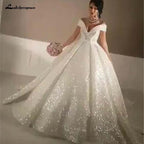 NumberSea Bling Ball Gown Wedding Dresses Off Shoulder Sequined Lace
