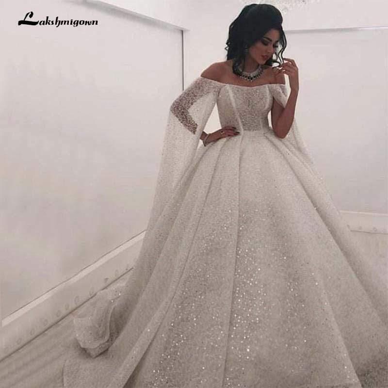 NumberSea Bling Bling Dubai Sequined Lace Wedding Dresses Luxury