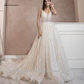 NumberSea Bling Bling Open Back A Line Wedding Dress
