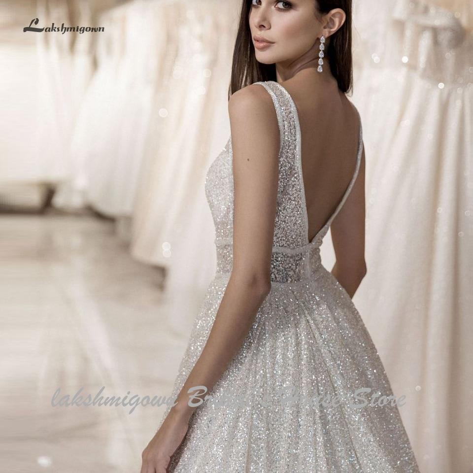 NumberSea Bling Bling Open Back A Line Wedding Dress