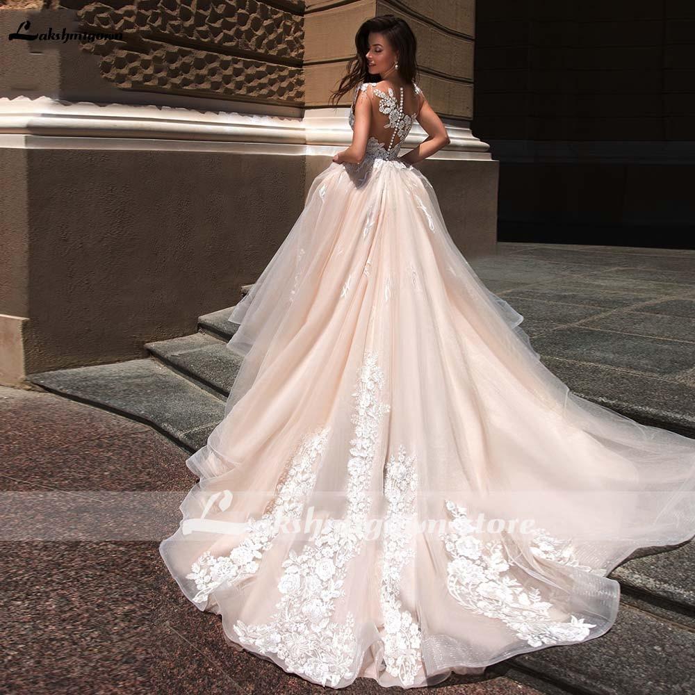 NumberSea Blush Pink Princess Wedding Dress Elegant Applique
